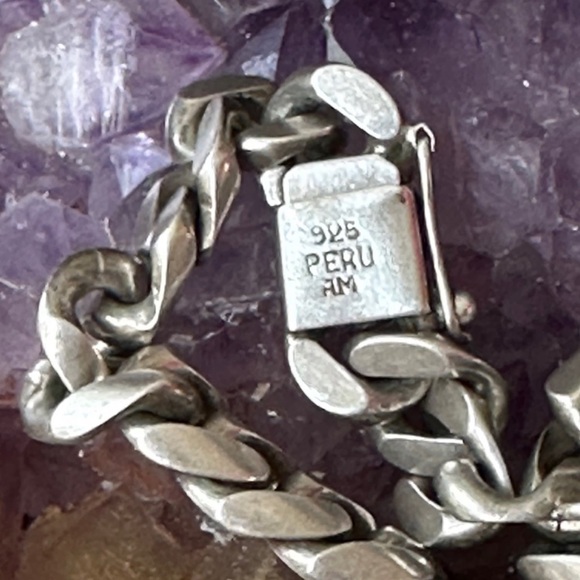 Peru coin link sterling silver bracelet - Picture 2 of 4